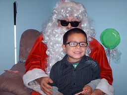 Santa posing with a child